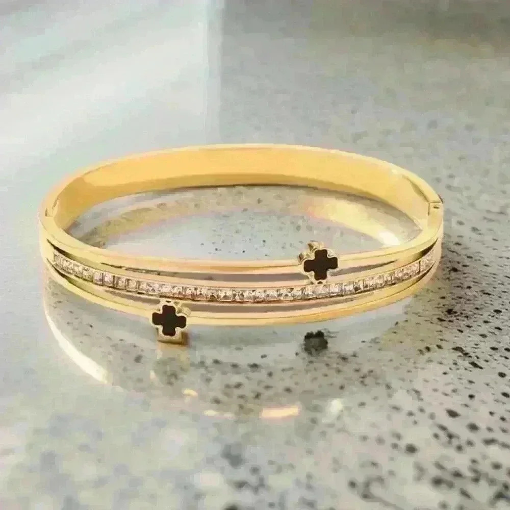 Cross Bangle with Sparky Rhinestones